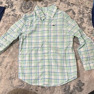 Vineyard Vines Green and Blue Plaid Shirt